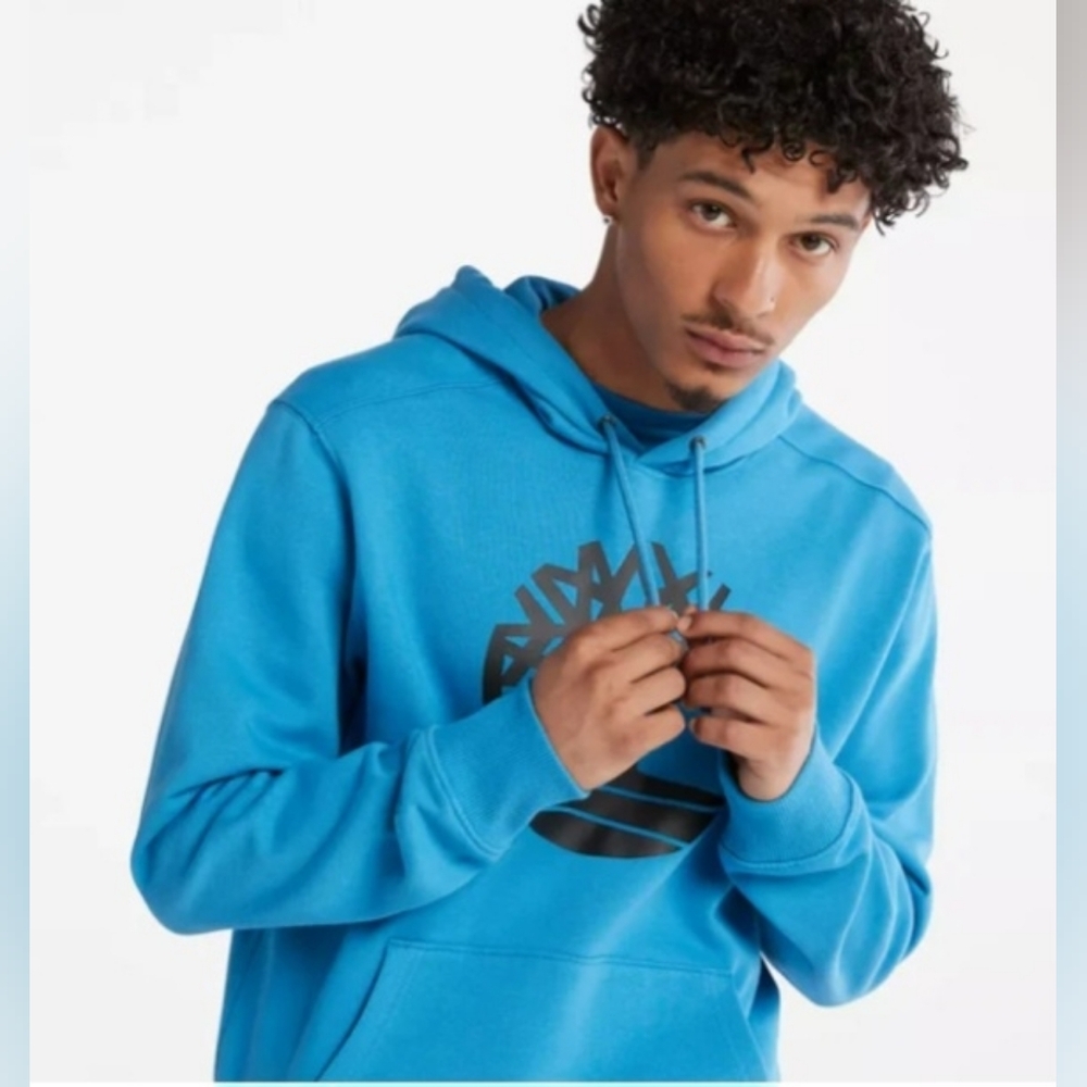 New-Mens Timberland Tree Core Logo Pullover Hoodie-Sea Belize Blue - Size XXL